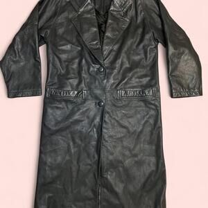 Black vintage leather trench